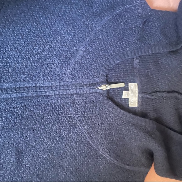 100% Cashmere Zip Hoodie Sweater Cardigan Sweatshirt Navy Size Medium - Picture 10 of 13